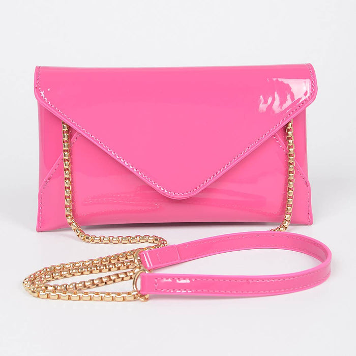 Pink Enamel Envelope Clutch