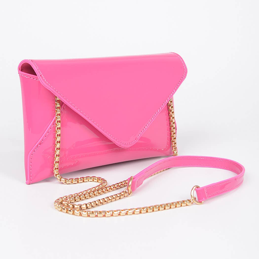 Pink Enamel Envelope Clutch