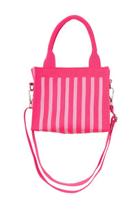 Hot Pink Striped Structured Mini Tote