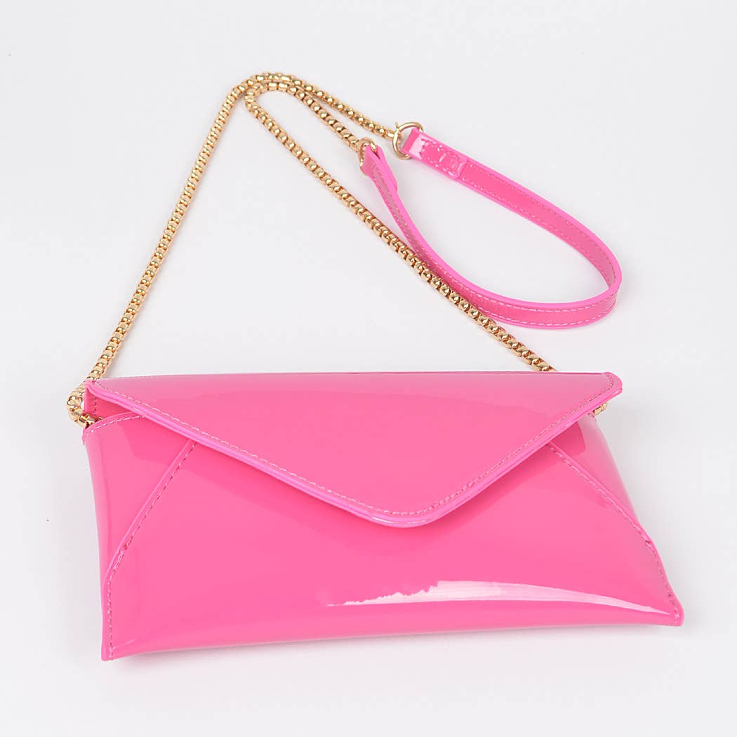 Pink Enamel Envelope Clutch