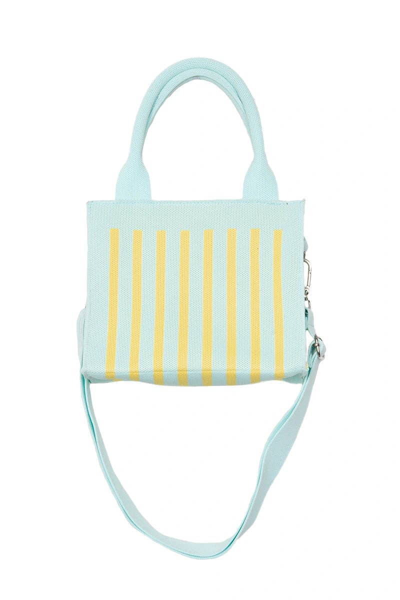 Mint Striped Structured Mini Tote