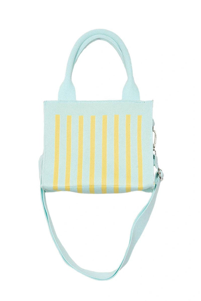 Mint Striped Structured Mini Tote