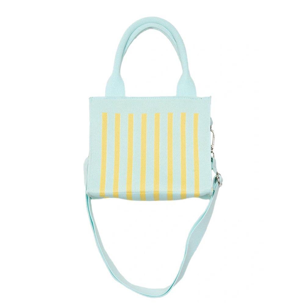 Mint Striped Structured Mini Tote