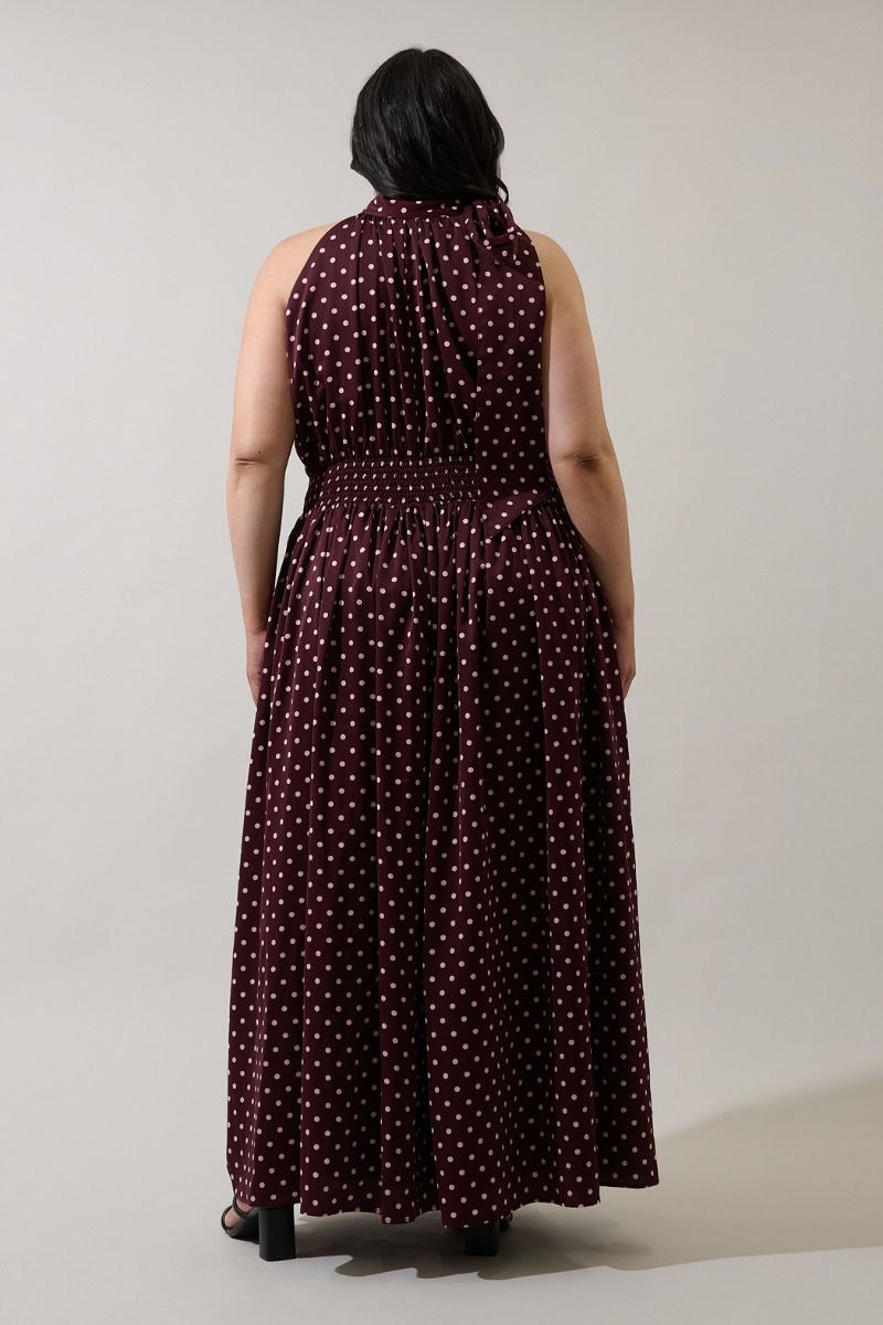 Rosiel Ruched Polka Dot Maxi