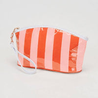 Striped Cosmetic Wristlet Pouch Bag