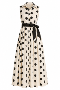 POLKA DOT BUTTON DOWN SHIRT DRESS