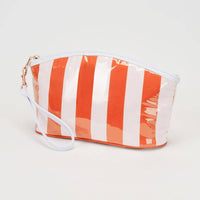 Striped Cosmetic Wristlet Pouch Bag