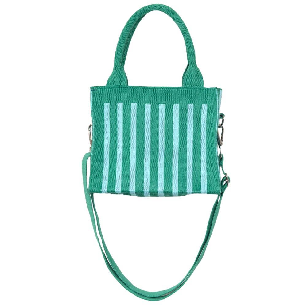 Green Striped Structured Mini Tote