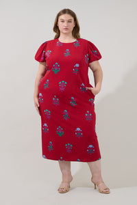Senidy Puff Sleeve Midi Dress