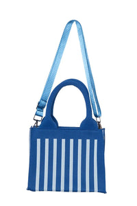 Blue Striped Structured Mini Tote