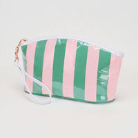 Striped Cosmetic Wristlet Pouch Bag