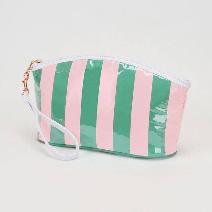 Striped Cosmetic Wristlet Pouch Bag