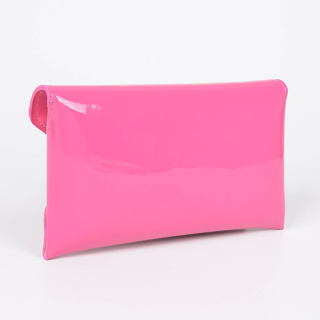 Pink Enamel Envelope Clutch