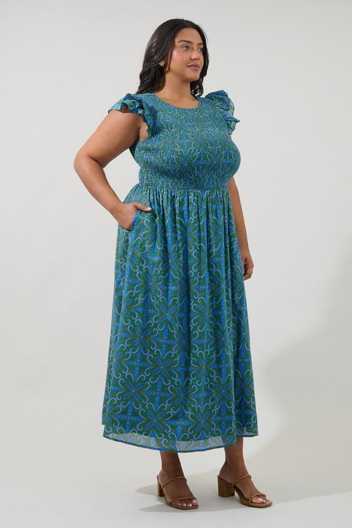 Ezme Smocked Medallion Maxi Dress