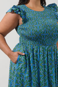 Ezme Smocked Medallion Maxi Dress