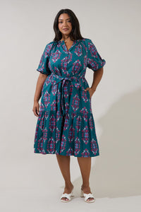 Wynette Folklore Tiered Midi Dress
