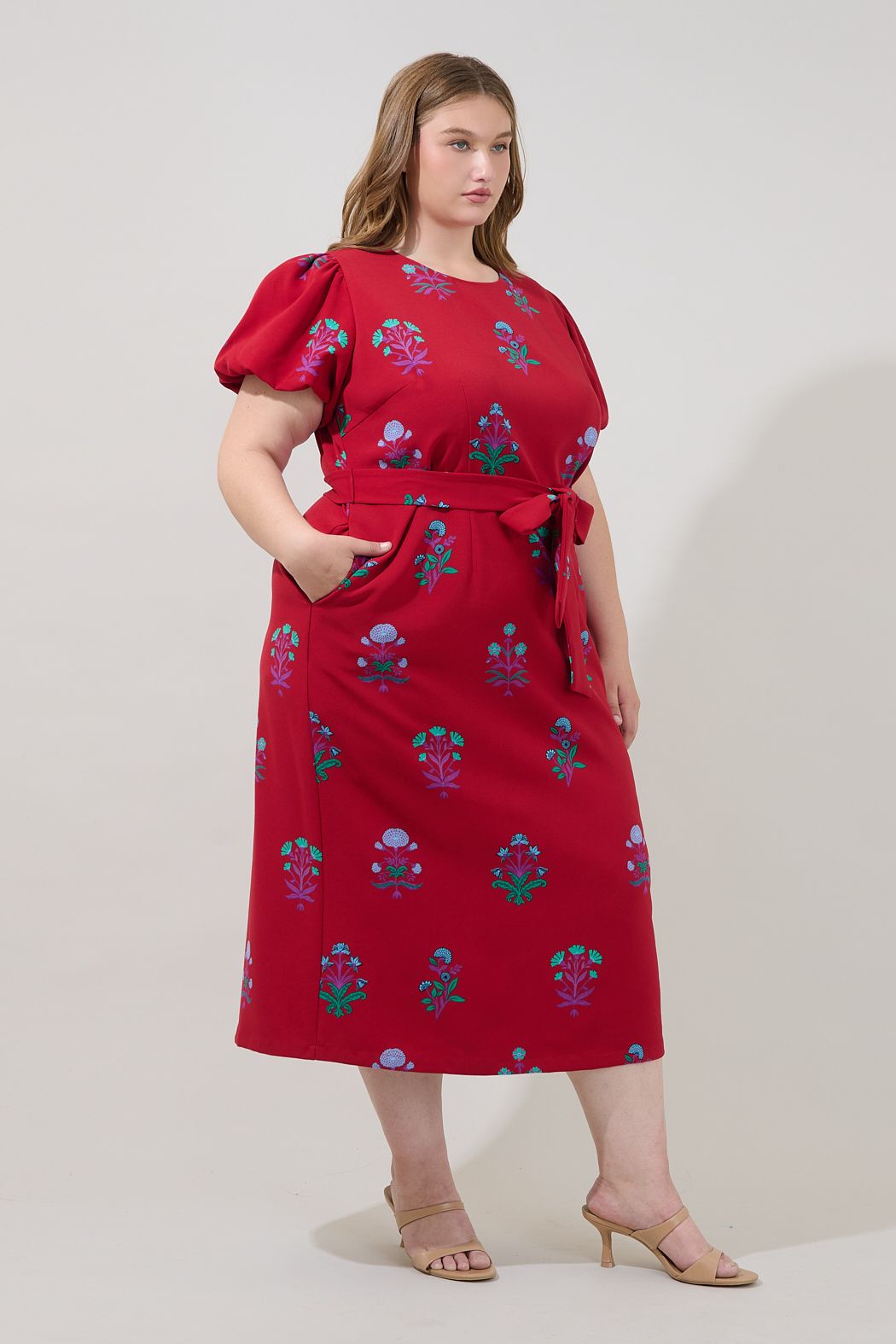 Senidy Puff Sleeve Midi Dress