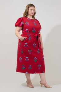 Senidy Puff Sleeve Midi Dress