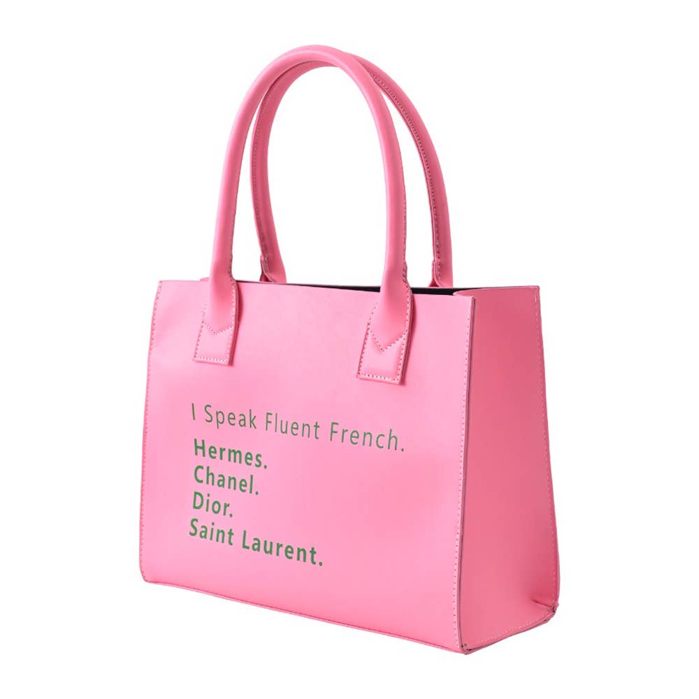 Pink ‘I Speak Fluent French’ Tote Shoulder Bag