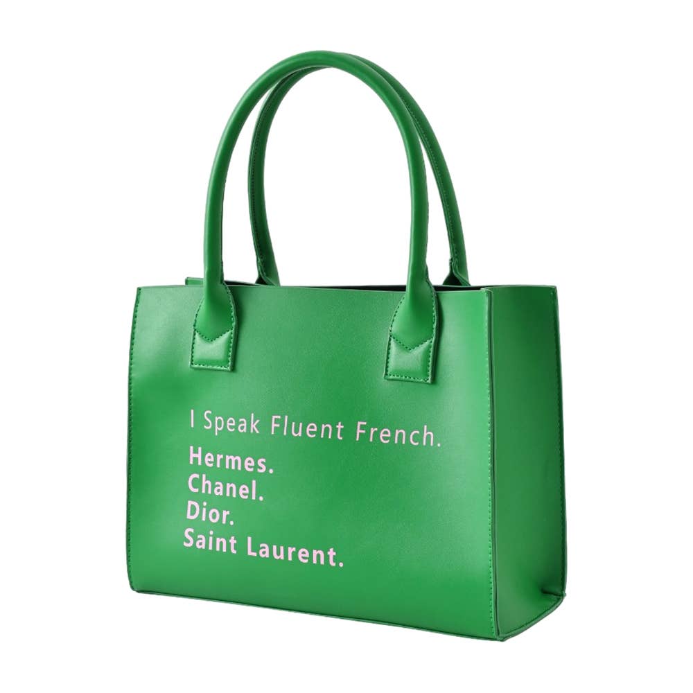 Green ‘I Speak Fluent French’ Tote Shoulder Bag (Copy)