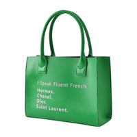 Green ‘I Speak Fluent French’ Tote Shoulder Bag (Copy)