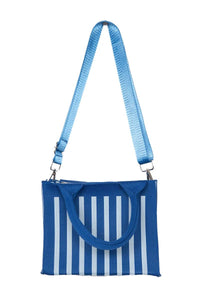 Blue Striped Structured Mini Tote