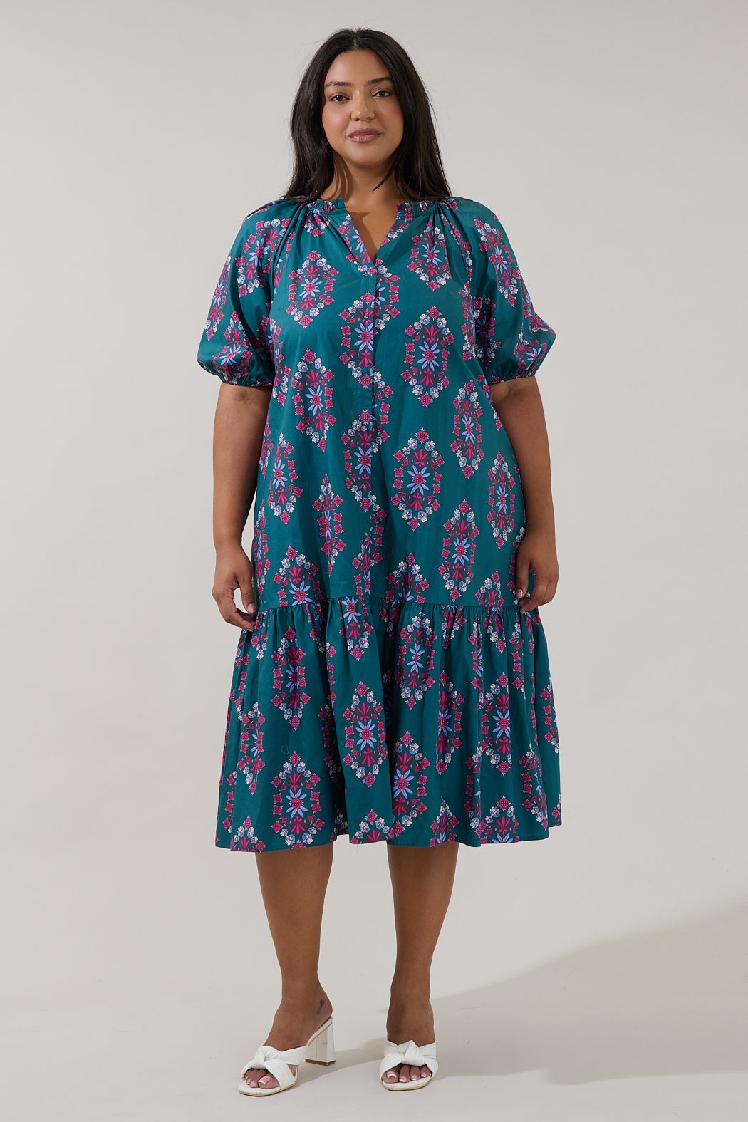 Wynette Folklore Tiered Midi Dress