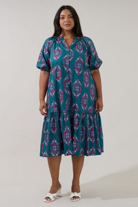 Wynette Folklore Tiered Midi Dress