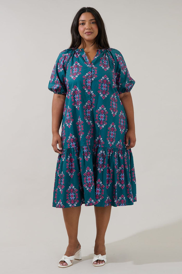 Wynette Folklore Tiered Midi Dress