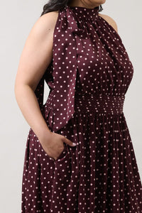 Rosiel Ruched Polka Dot Maxi