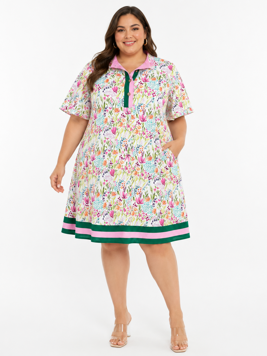 Haptics Floral and Striped Shift Dress