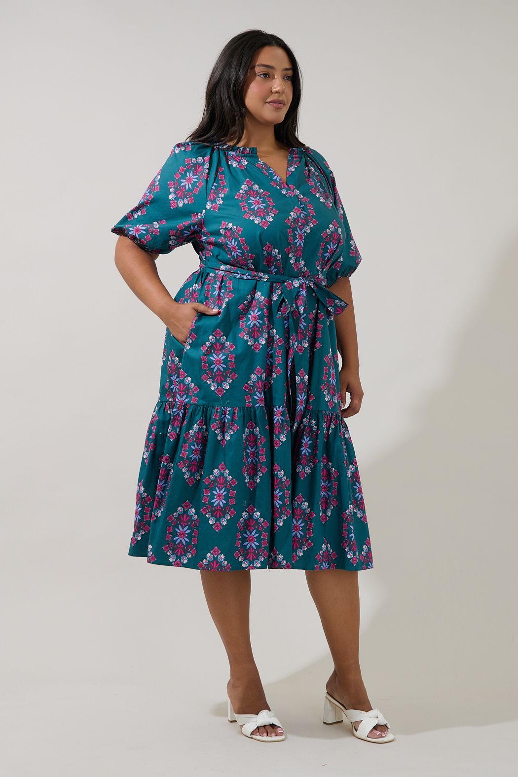 Wynette Folklore Tiered Midi Dress