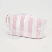 Striped Cosmetic Wristlet Pouch Bag