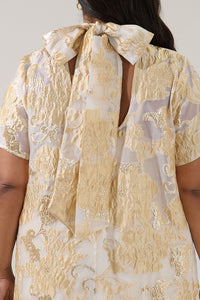 Mimy Gold Jacquard Organza Maxi Dress