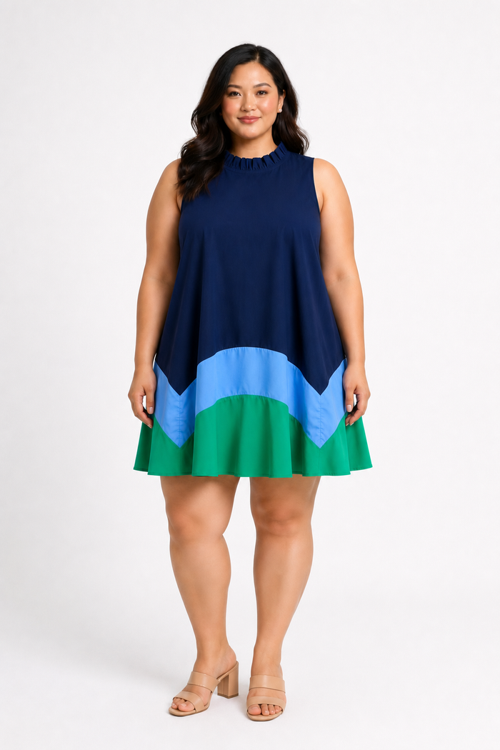 Balsy Color Block Shift Mini Dress