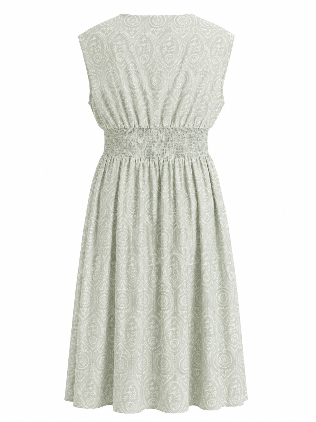 Green Floral Zip-Front Midi Dress