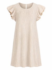 Cream Bonded Lace Mini Dress