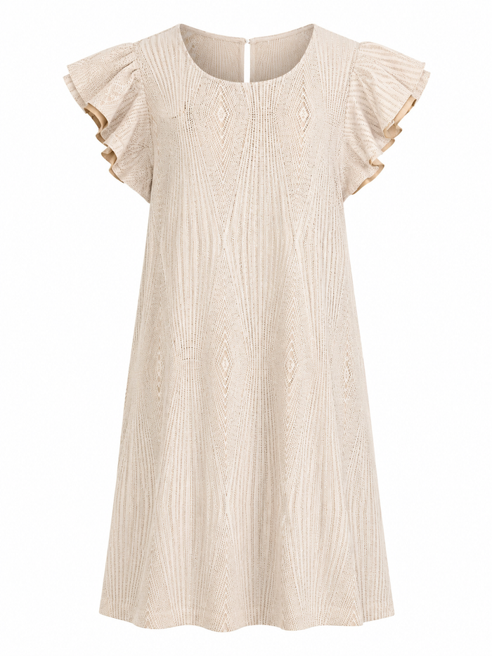 Cream Bonded Lace Mini Dress