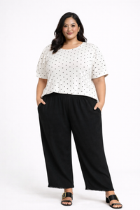 Puff Sleeve Polka Dot Knit Tee