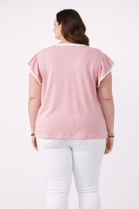 Pink Heathered Ruffle Top