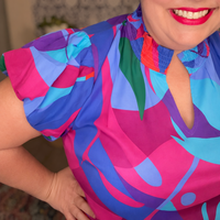 Vemmy Abstract Poly Smocked Top