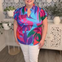 Vemmy Abstract Poly Smocked Top