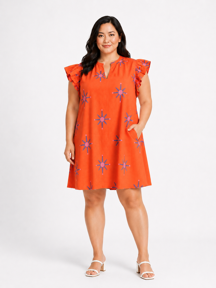 Karani Starburst Evalyn Ruffle Mini Dress
