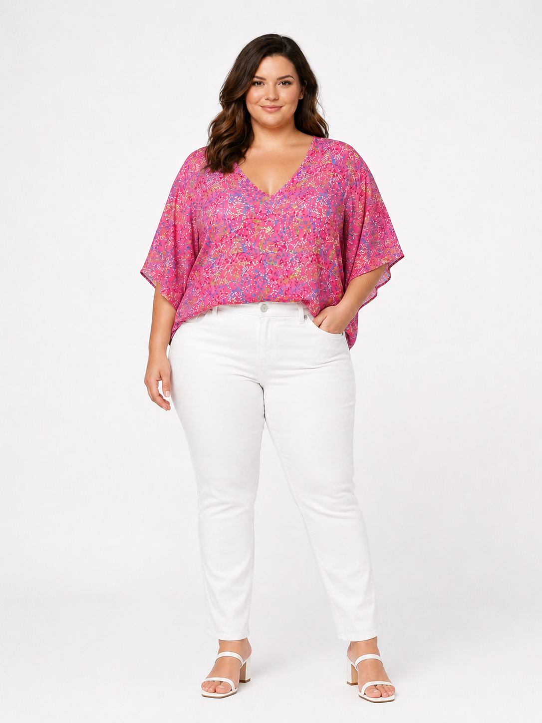 Adrienne Pink Confetti Dolman Top