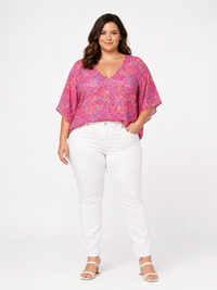 Adrienne Pink Confetti Dolman Top