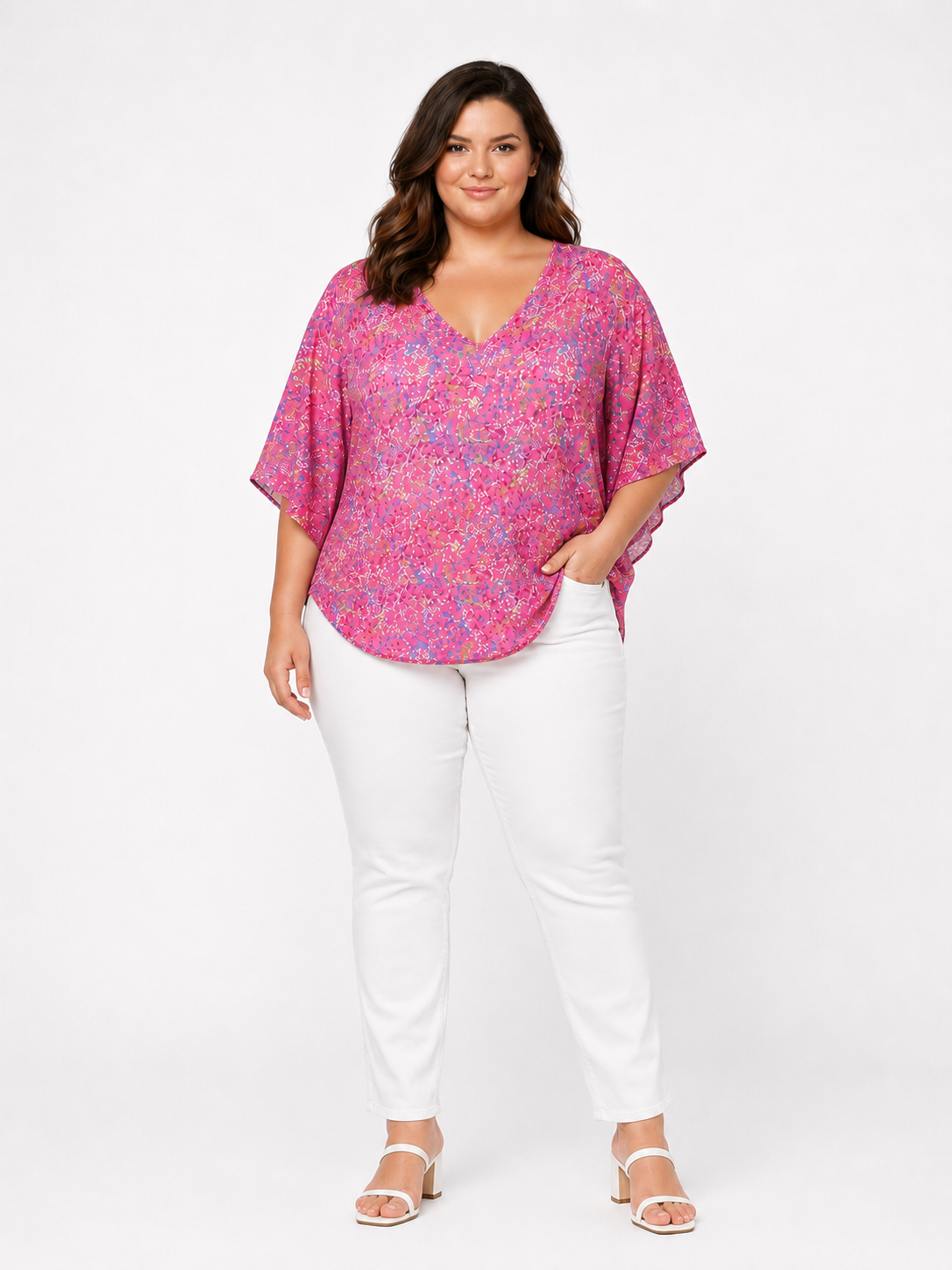 Adrienne Pink Confetti Dolman Top