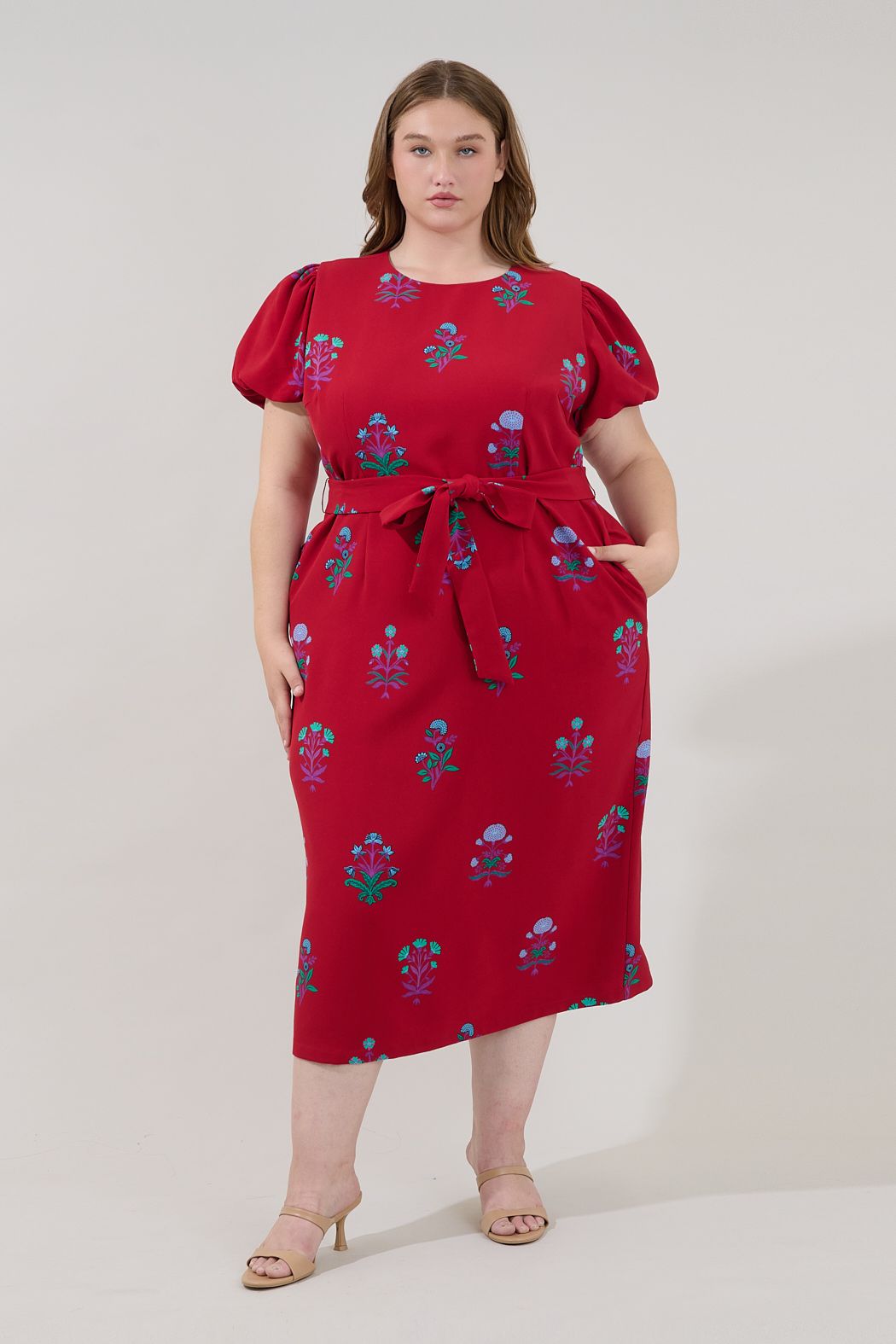 Senidy Puff Sleeve Midi Dress