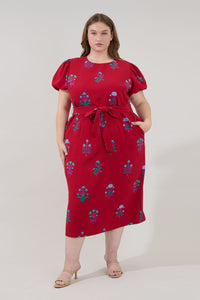 Senidy Puff Sleeve Midi Dress