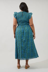 Ezme Smocked Medallion Maxi Dress