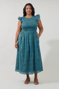 Ezme Smocked Medallion Maxi Dress